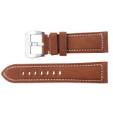 Maxbell Men PU Leather Watch Band Wristwatch band Strap Replacement 24mm Red brown