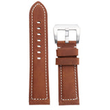 Maxbell Men PU Leather Watch Band Wristwatch band Strap Replacement 24mm Red brown