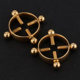 Maxbell 2pcs Stainless Steel Adjustable Screw Circle Nipplering Shield Gold