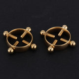 Maxbell 2pcs Stainless Steel Adjustable Screw Circle Nipplering Shield Gold