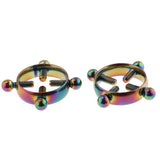Maxbell 2pcs Stainless Steel Adjustable Screw Circle Nipplering Shield Rainbow