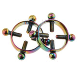 Maxbell 2pcs Stainless Steel Adjustable Screw Circle Nipplering Shield Rainbow