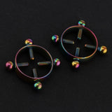 Maxbell 2pcs Stainless Steel Adjustable Screw Circle Nipplering Shield Rainbow