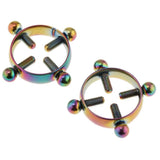 Maxbell 2pcs Stainless Steel Adjustable Screw Circle Nipplering Shield Rainbow