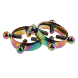 Maxbell 2pcs Stainless Steel Adjustable Screw Circle Nipplering Shield Rainbow