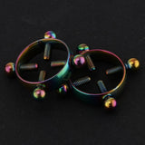 Maxbell 2pcs Stainless Steel Adjustable Screw Circle Nipplering Shield Rainbow