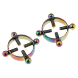 Maxbell 2pcs Stainless Steel Adjustable Screw Circle Nipplering Shield Rainbow