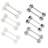 Maxbell 12 Pieces Assorted Crystal Acrylic Barbell Tongue Stainless Steel 14G Ring