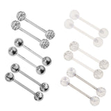 Maxbell 12 Pieces Assorted Crystal Acrylic Barbell Tongue Stainless Steel 14G Ring