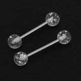 Maxbell 12 Pieces Assorted Crystal Acrylic Barbell Tongue Stainless Steel 14G Ring