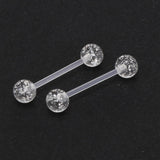 Maxbell 12 Pieces Assorted Crystal Acrylic Barbell Tongue Stainless Steel 14G Ring