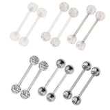 Maxbell 12 Pieces Assorted Crystal Acrylic Barbell Tongue Stainless Steel 14G Ring