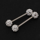 Maxbell 12 Pieces Assorted Crystal Acrylic Barbell Tongue Stainless Steel 14G Ring