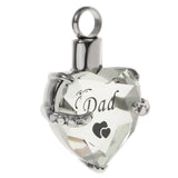 Maxbell Crystal Heart Cremation Jewellery Ash Urn Pendant Keepsake Necklace Dad