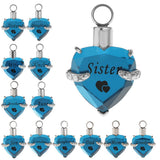 Maxbell Love Heart Blue Crystal Urn Memorial Ash Keepsake Cremation Pendant dad