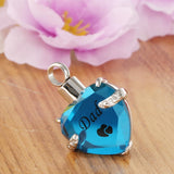 Maxbell Love Heart Blue Crystal Urn Memorial Ash Keepsake Cremation Pendant dad