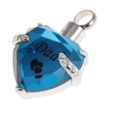 Maxbell Love Heart Blue Crystal Urn Memorial Ash Keepsake Cremation Pendant dad