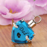 Maxbell Love Heart Blue Crystal Urn Memorial Ash Keepsake Cremation Pendant dad