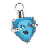 Maxbell Love Heart Blue Crystal Urn Memorial Ash Keepsake Cremation Pendant dad