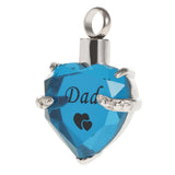 Maxbell Love Heart Blue Crystal Urn Memorial Ash Keepsake Cremation Pendant dad