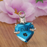 Maxbell Love Heart Blue Crystal Urn Memorial Ash Keepsake Cremation Pendant dad