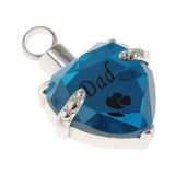 Maxbell Love Heart Blue Crystal Urn Memorial Ash Keepsake Cremation Pendant dad