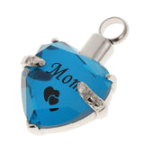 Maxbell Love Heart Blue Crystal Urn Memorial Ash Keepsake Cremation Pendant mom