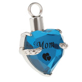 Maxbell Love Heart Blue Crystal Urn Memorial Ash Keepsake Cremation Pendant mom