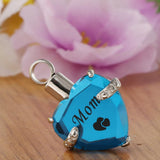 Maxbell Love Heart Blue Crystal Urn Memorial Ash Keepsake Cremation Pendant mom
