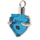 Maxbell Love Heart Blue Crystal Urn Memorial Ash Keepsake Cremation Pendant mom