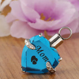 Maxbell Love Heart Blue Crystal Urn Memorial Ash Keepsake Cremation Pendant mom