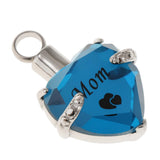 Maxbell Love Heart Blue Crystal Urn Memorial Ash Keepsake Cremation Pendant mom