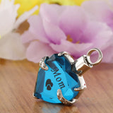 Maxbell Love Heart Blue Crystal Urn Memorial Ash Keepsake Cremation Pendant mom