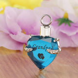 Maxbell Love Heart Blue Crystal Urn Memorial Ash Keepsake Cremation Pendant grandpa