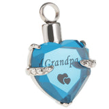 Maxbell Love Heart Blue Crystal Urn Memorial Ash Keepsake Cremation Pendant grandpa