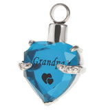 Maxbell Love Heart Blue Crystal Urn Memorial Ash Keepsake Cremation Pendant grandpa