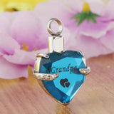 Maxbell Love Heart Blue Crystal Urn Memorial Ash Keepsake Cremation Pendant grandpa
