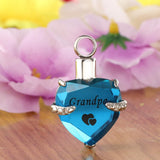 Maxbell Love Heart Blue Crystal Urn Memorial Ash Keepsake Cremation Pendant grandpa