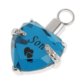 Maxbell Love Heart Blue Crystal Urn Memorial Ash Keepsake Cremation Pendant son