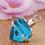 Maxbell Love Heart Blue Crystal Urn Memorial Ash Keepsake Cremation Pendant son