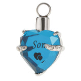 Maxbell Love Heart Blue Crystal Urn Memorial Ash Keepsake Cremation Pendant son