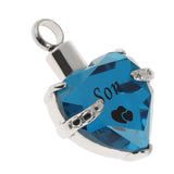 Maxbell Love Heart Blue Crystal Urn Memorial Ash Keepsake Cremation Pendant son