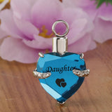 Maxbell Love Heart Blue Crystal Urn Memorial Ash Keepsake Cremation Pendant daughter