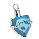Maxbell Love Heart Blue Crystal Urn Memorial Ash Keepsake Cremation Pendant daughter