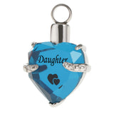 Maxbell Love Heart Blue Crystal Urn Memorial Ash Keepsake Cremation Pendant daughter