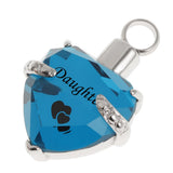 Maxbell Love Heart Blue Crystal Urn Memorial Ash Keepsake Cremation Pendant daughter