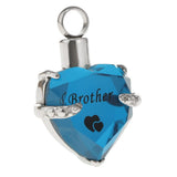 Maxbell Love Heart Blue Crystal Urn Memorial Ash Keepsake Cremation Pendant brother