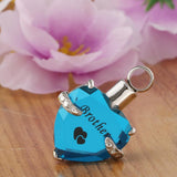 Maxbell Love Heart Blue Crystal Urn Memorial Ash Keepsake Cremation Pendant brother