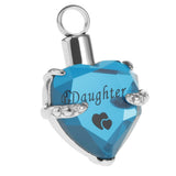 Maxbell Love Heart Blue Crystal Urn Memorial Ash Keepsake Cremation Pendant husband