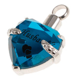 Maxbell Love Heart Blue Crystal Urn Memorial Ash Keepsake Cremation Pendant husband